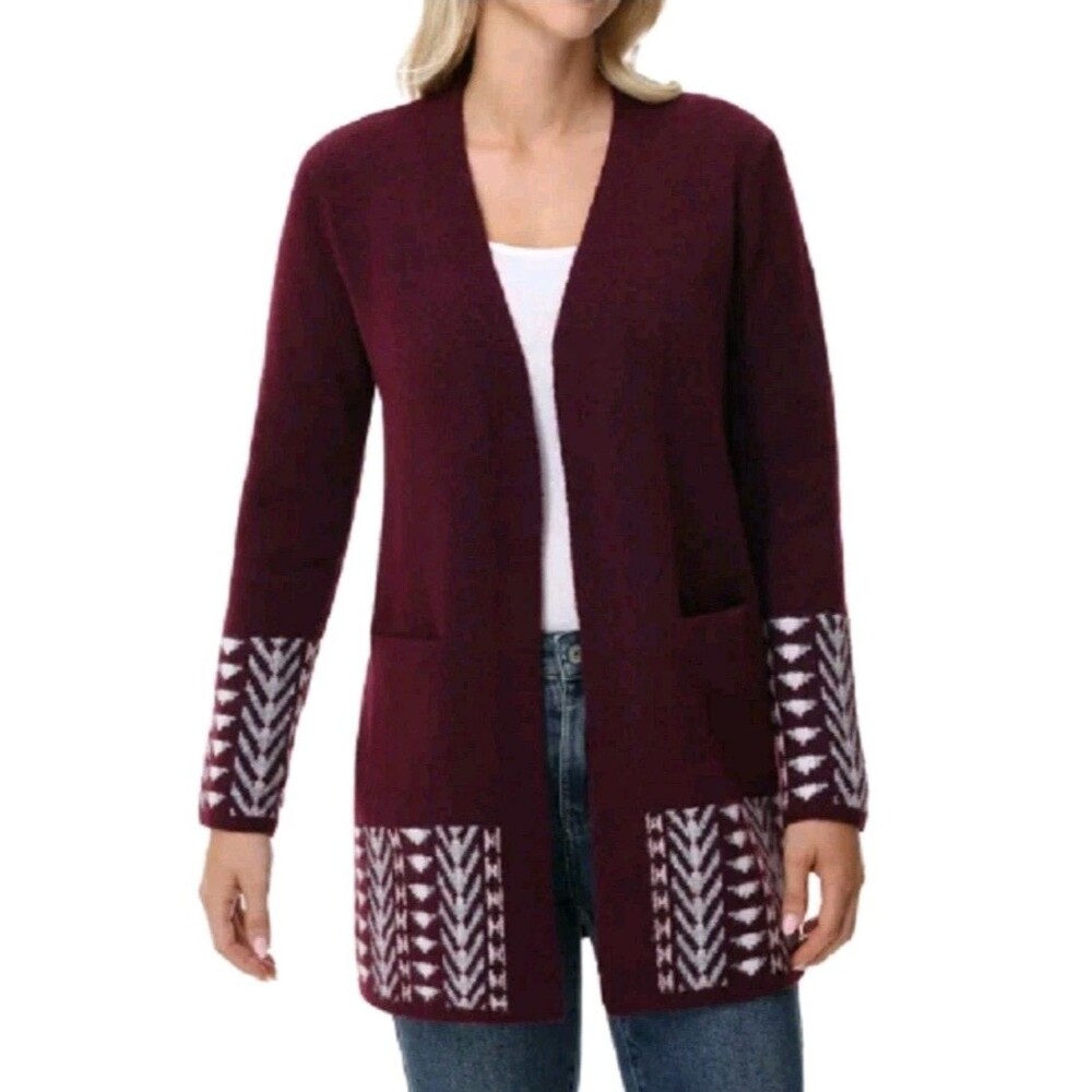 Frye Women's‎ Patterned Cardigan, Size L, Color Dark Red